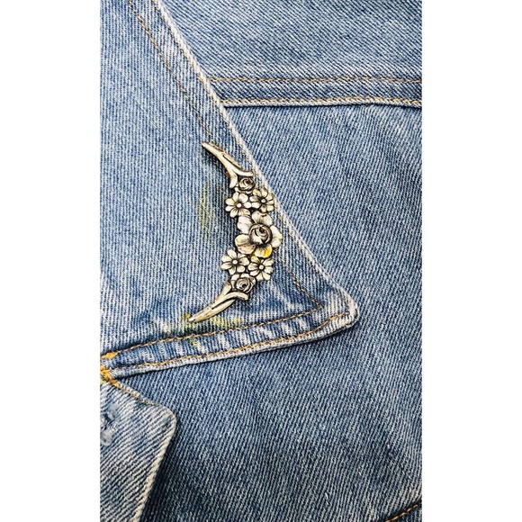 Vintage RETRO Denim Vest Women's Size Med M Jeans Rodeo Dress Western A6 - Picture 5 of 7